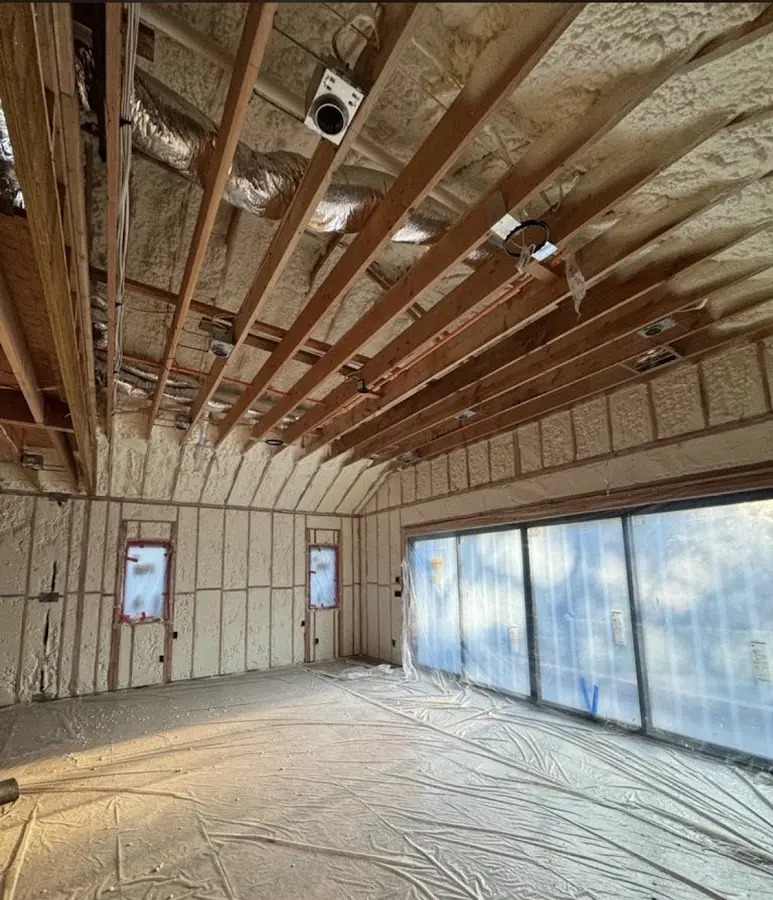 Interior walls and ceiling insulated with spray foam during new construction in McKeesport